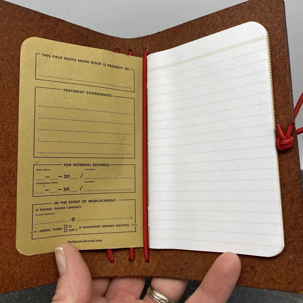 American Bench Craft Journal Cognac Brown Thick Leather Field Notes Trapper Book